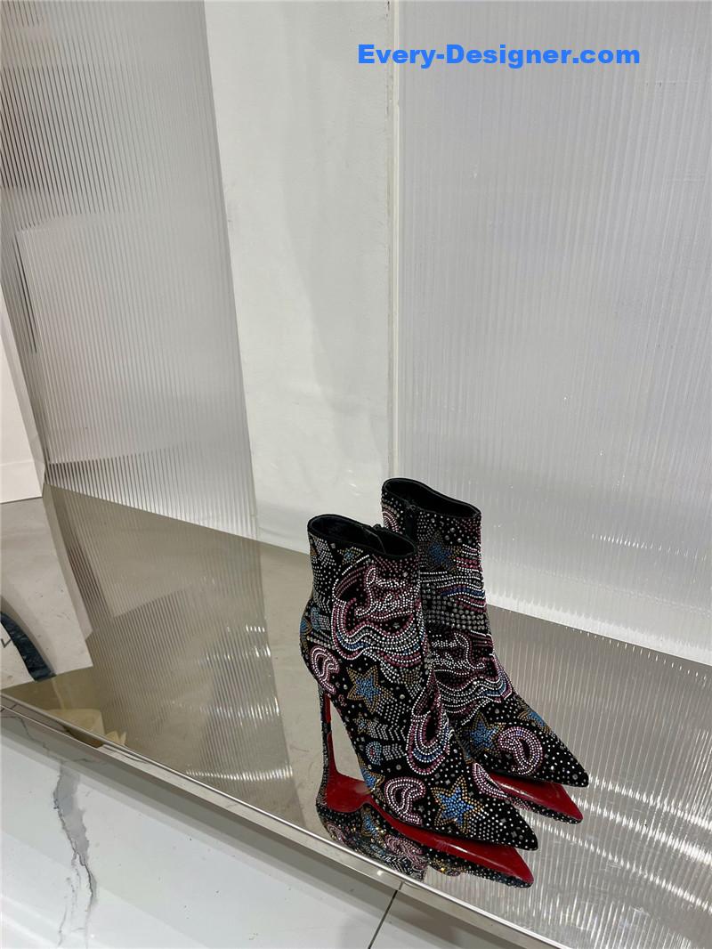 Chr1st1an louboutin high-heeled leather short boots