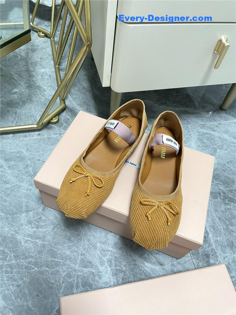 M1um1u women’s bow embellished original fabric ballet flats