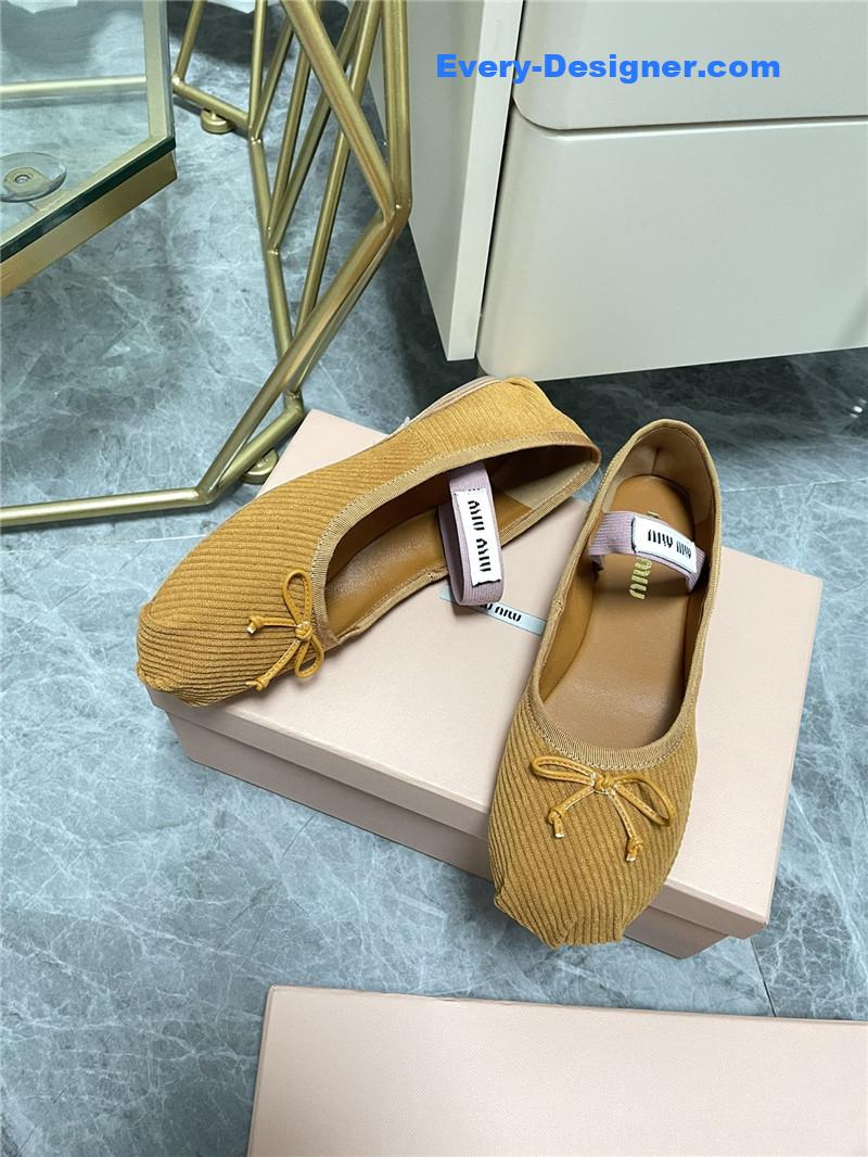 M1um1u women’s bow embellished original fabric ballet flats