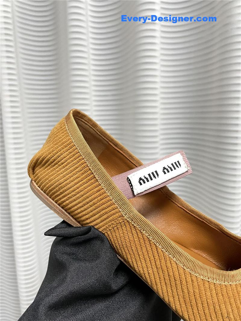 M1um1u women’s bow embellished original fabric ballet flats