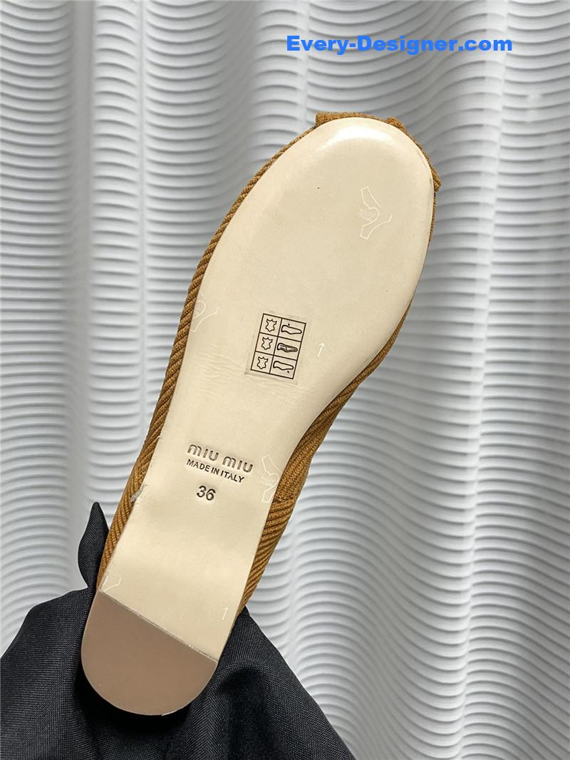 M1um1u women’s bow embellished original fabric ballet flats