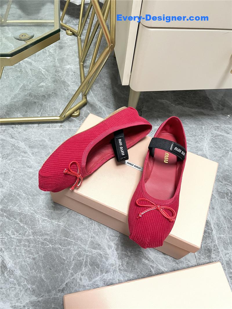 M1um1u women’s bow embellished original fabric ballet flats