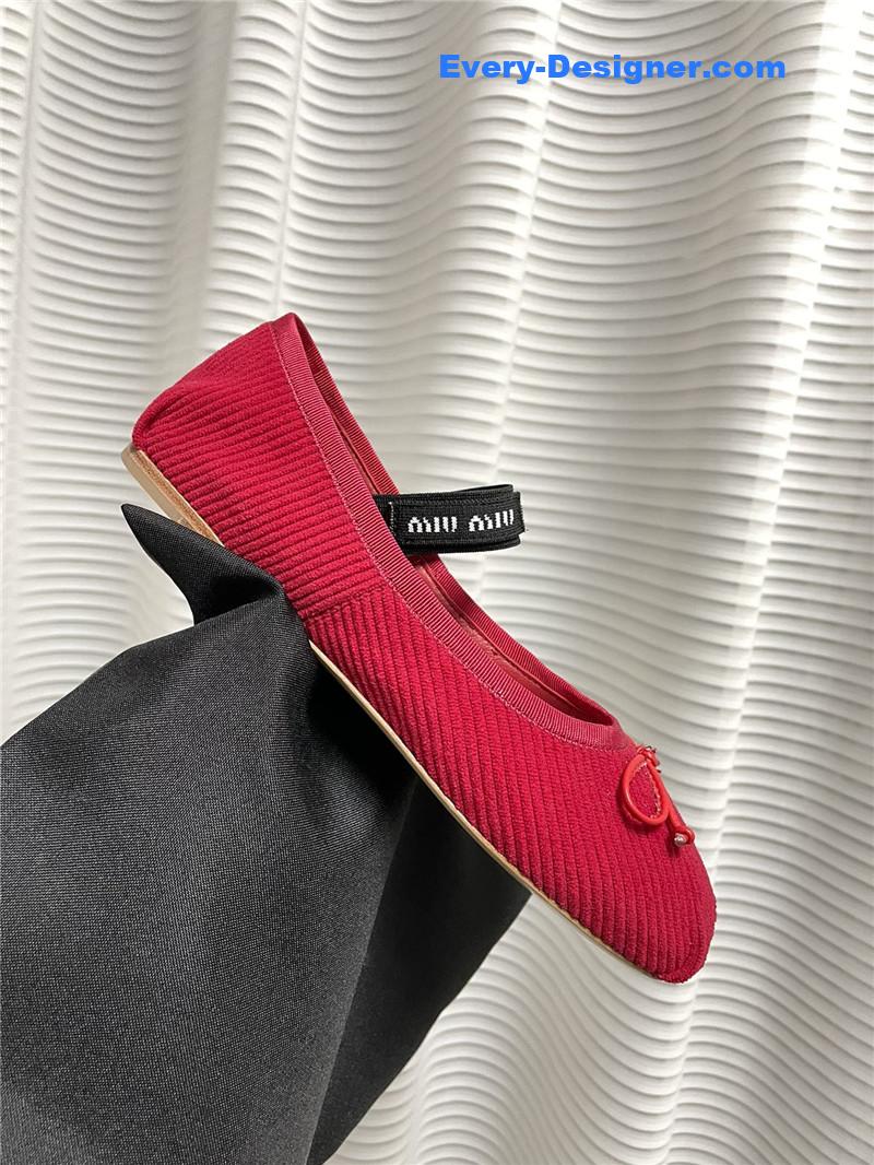 M1um1u women’s bow embellished original fabric ballet flats