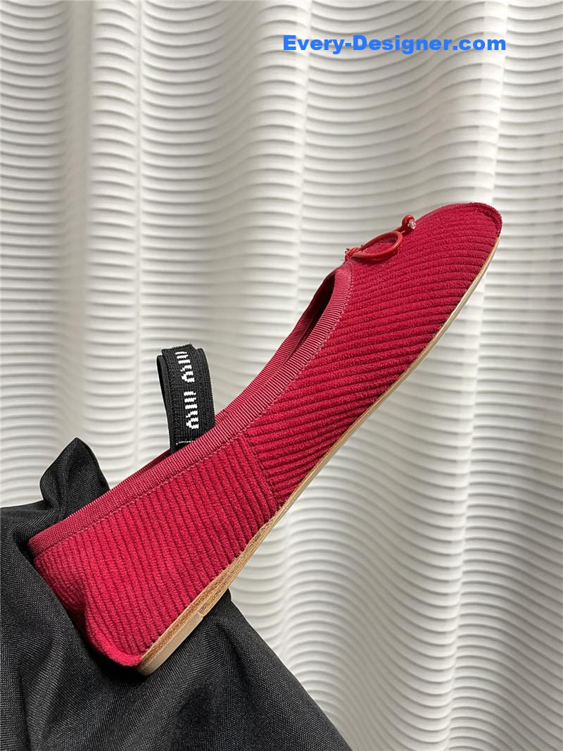 M1um1u women’s bow embellished original fabric ballet flats