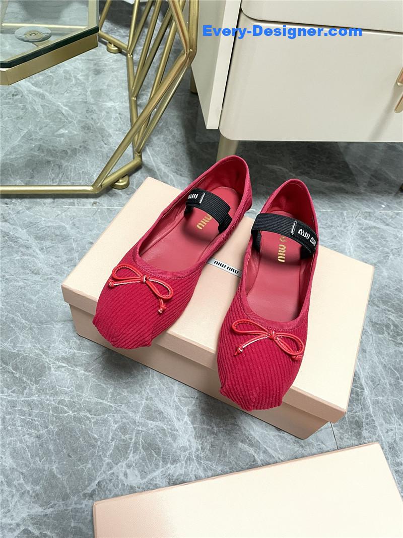 M1um1u women’s bow embellished original fabric ballet flats