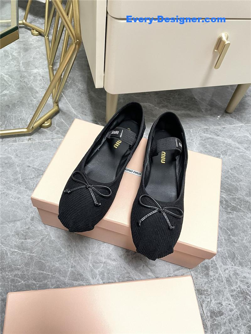 M1um1u women’s bow embellished original fabric ballet flats