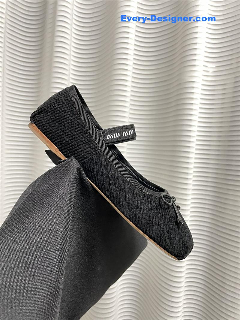 M1um1u women’s bow embellished original fabric ballet flats