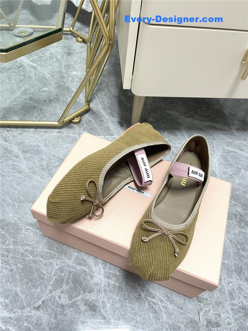 M1um1u women’s bow embellished original fabric ballet flats