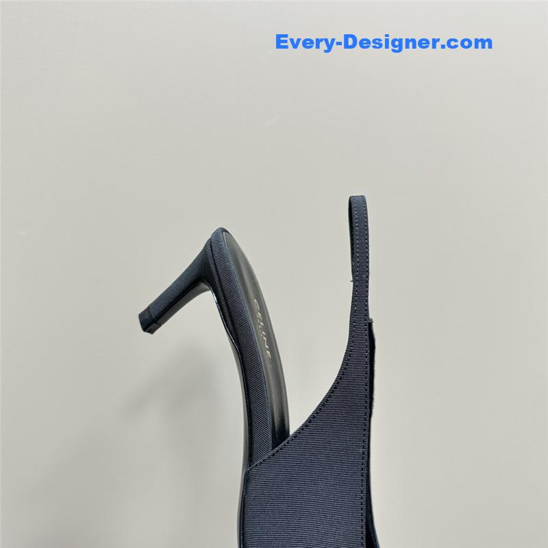 Ce1i*e black silver pointy kitten heel sandals