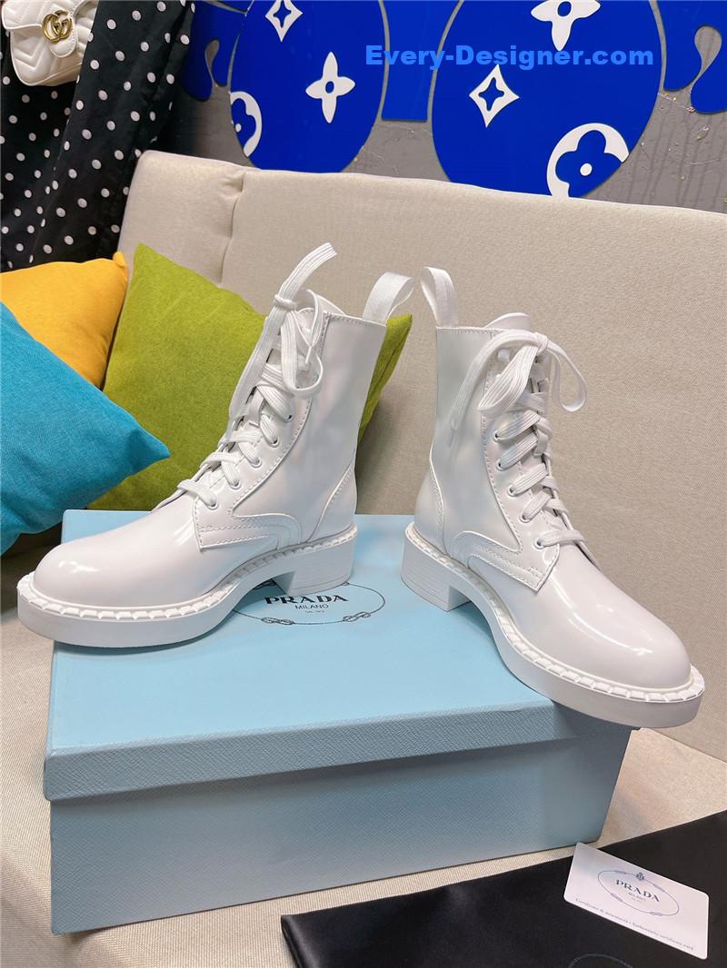 Pra*a triangle logo buckle thick-soled short boots