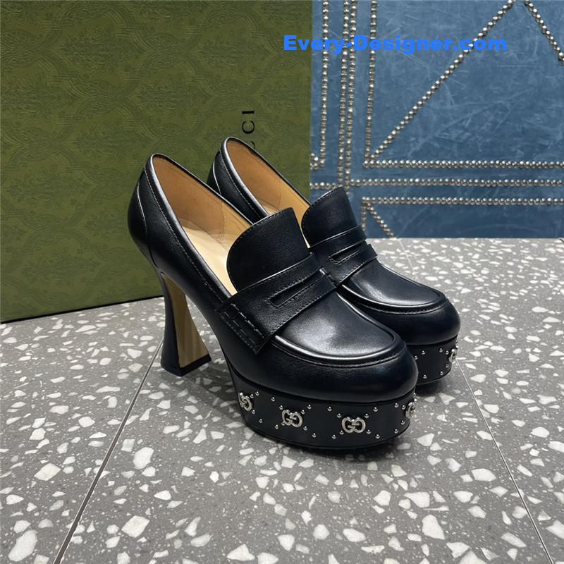 Gucci GG Stud Platform Loafers in Black