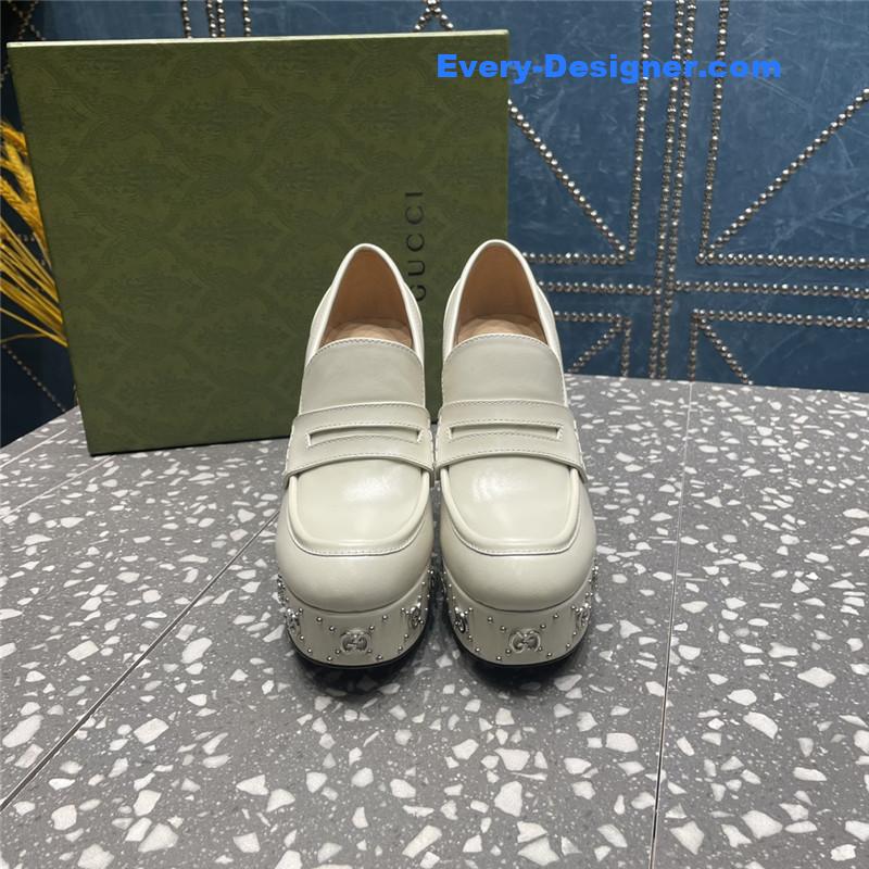 Gvc*1 gg stud platform loafers in white