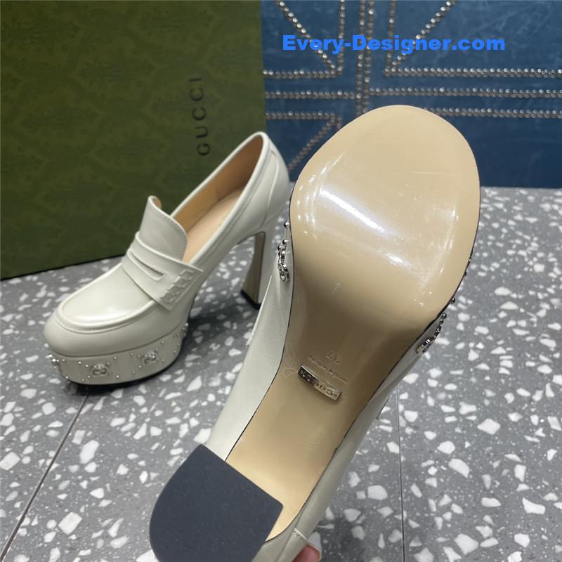 Gvc*1 gg stud platform loafers in white