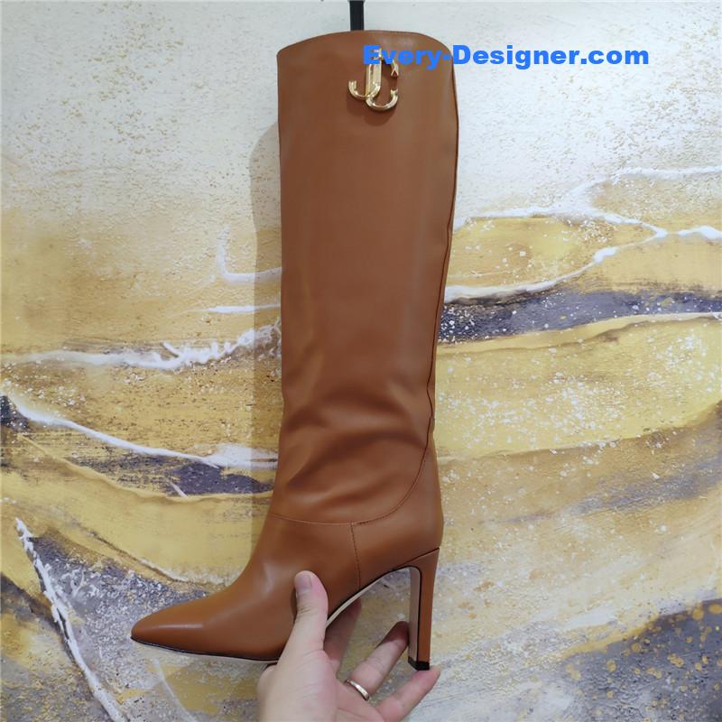 J1m*y Ch00 mahesa 100 brown leather knee-high boots