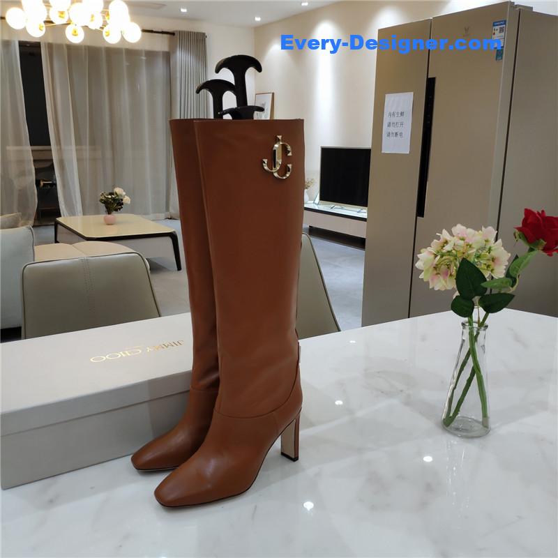 J1m*y Ch00 mahesa 100 brown leather knee-high boots