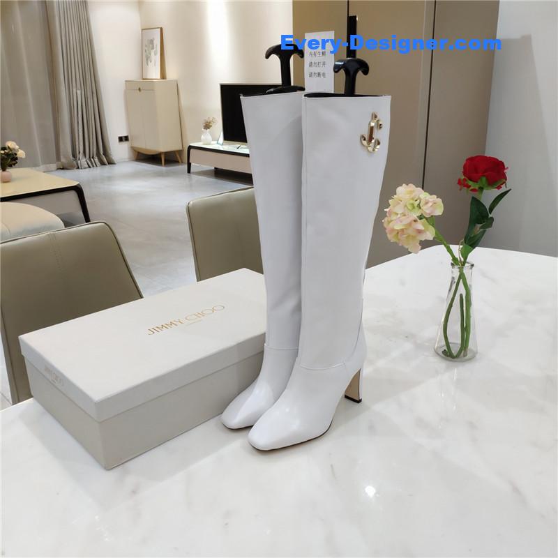 J1m*y Ch00 mahesa 100 white leather knee-high boots