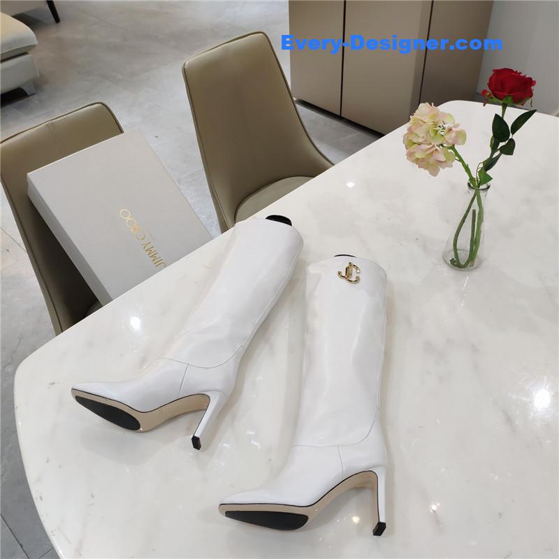 J1m*y Ch00 mahesa 100 white leather knee-high boots