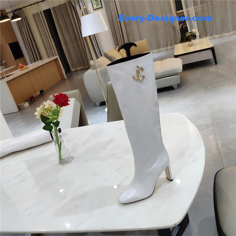 J1m*y Ch00 mahesa 100 white leather knee-high boots
