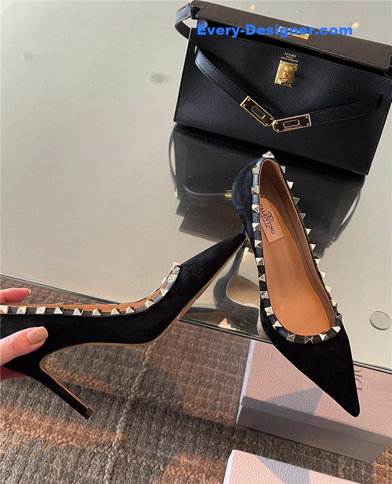 Va1e*ntin0 autumn and winter rivet elegant high heels