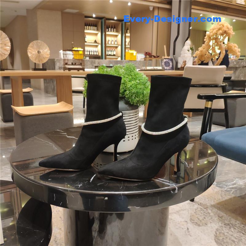 j1m*y ch00 pointed toe S*per shiny chain high heel boots