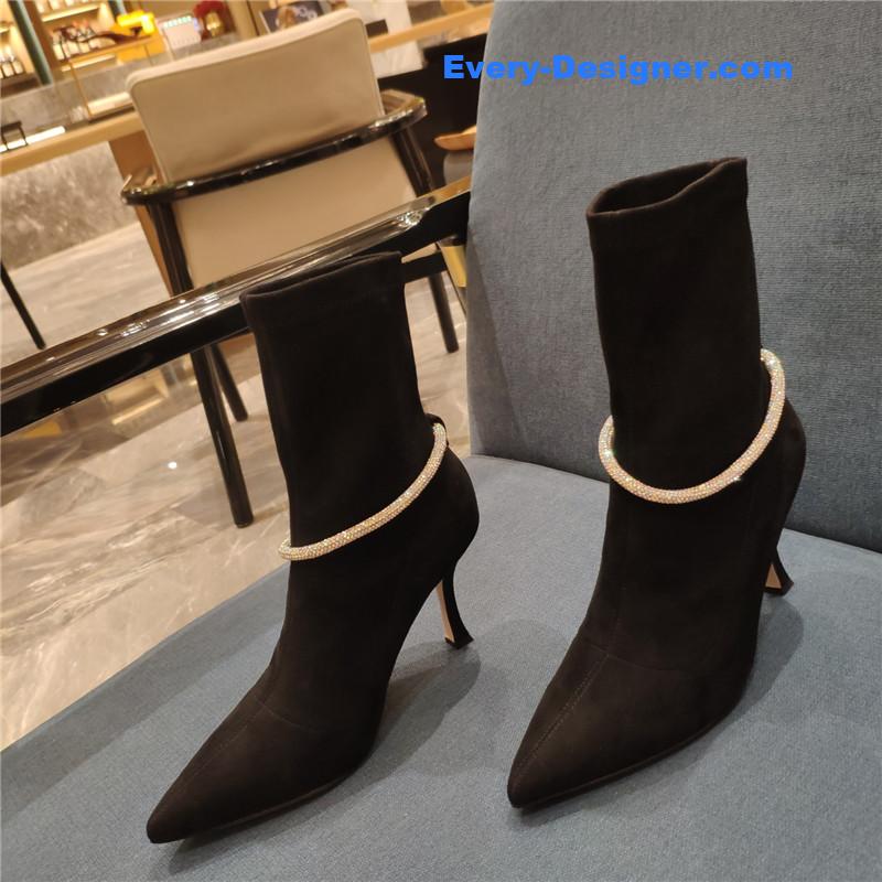 j1m*y ch00 pointed toe S*per shiny chain high heel boots