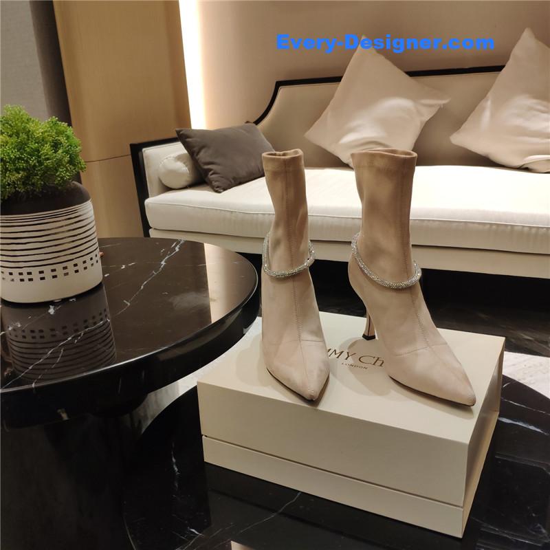 j1m*y ch00 pointed toe S*per shiny chain high heel boots