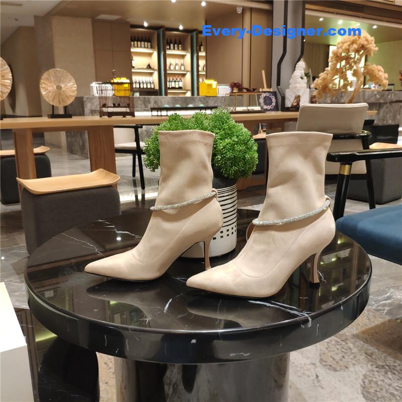 j1m*y ch00 pointed toe S*per shiny chain high heel boots