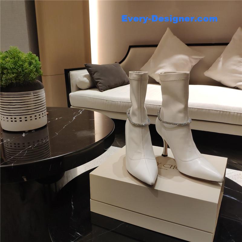 j1m*y ch00 pointed toe S*per shiny chain high heel boots