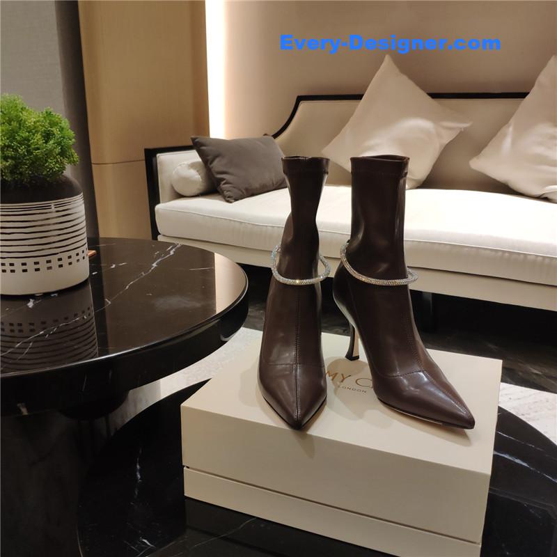 j1m*y ch00 pointed toe S*per shiny chain high heel boots