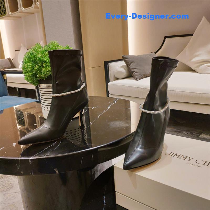 j1m*y ch00 pointed toe S*per shiny chain high heel boots