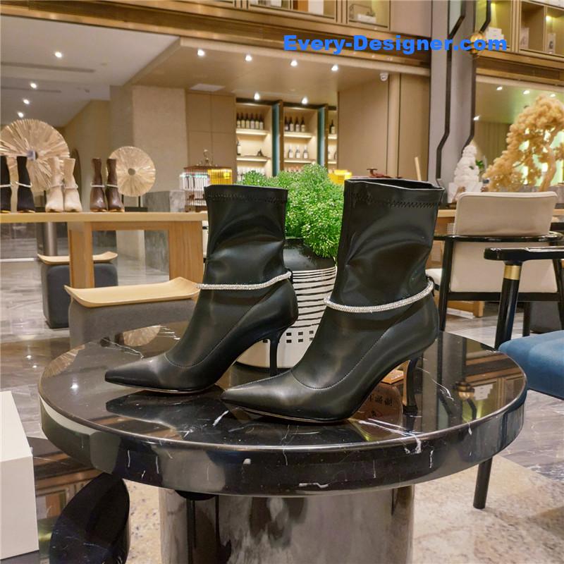 j1m*y ch00 pointed toe S*per shiny chain high heel boots