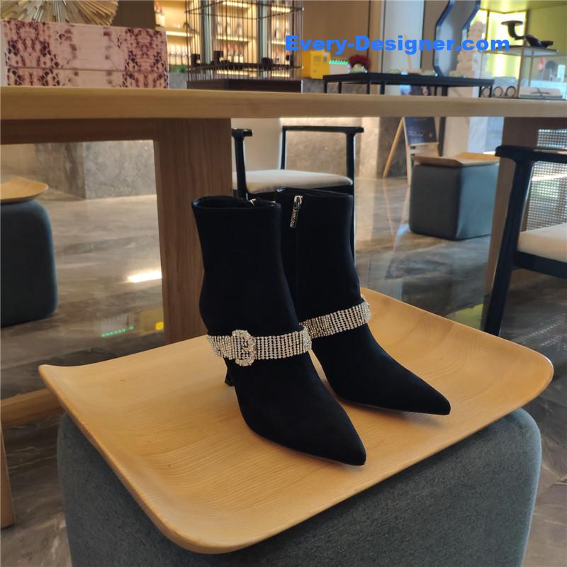 J1m*y Ch00 kaza embellished black suede ankle boots