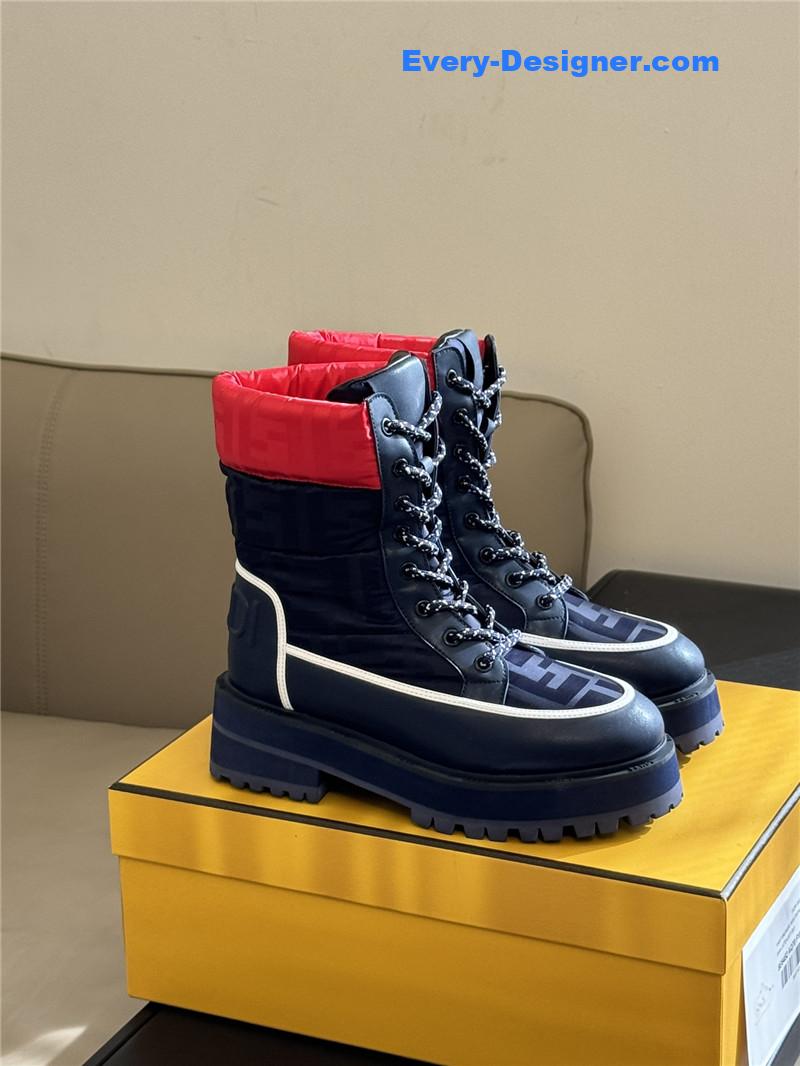 F**di signature red leather biker boots