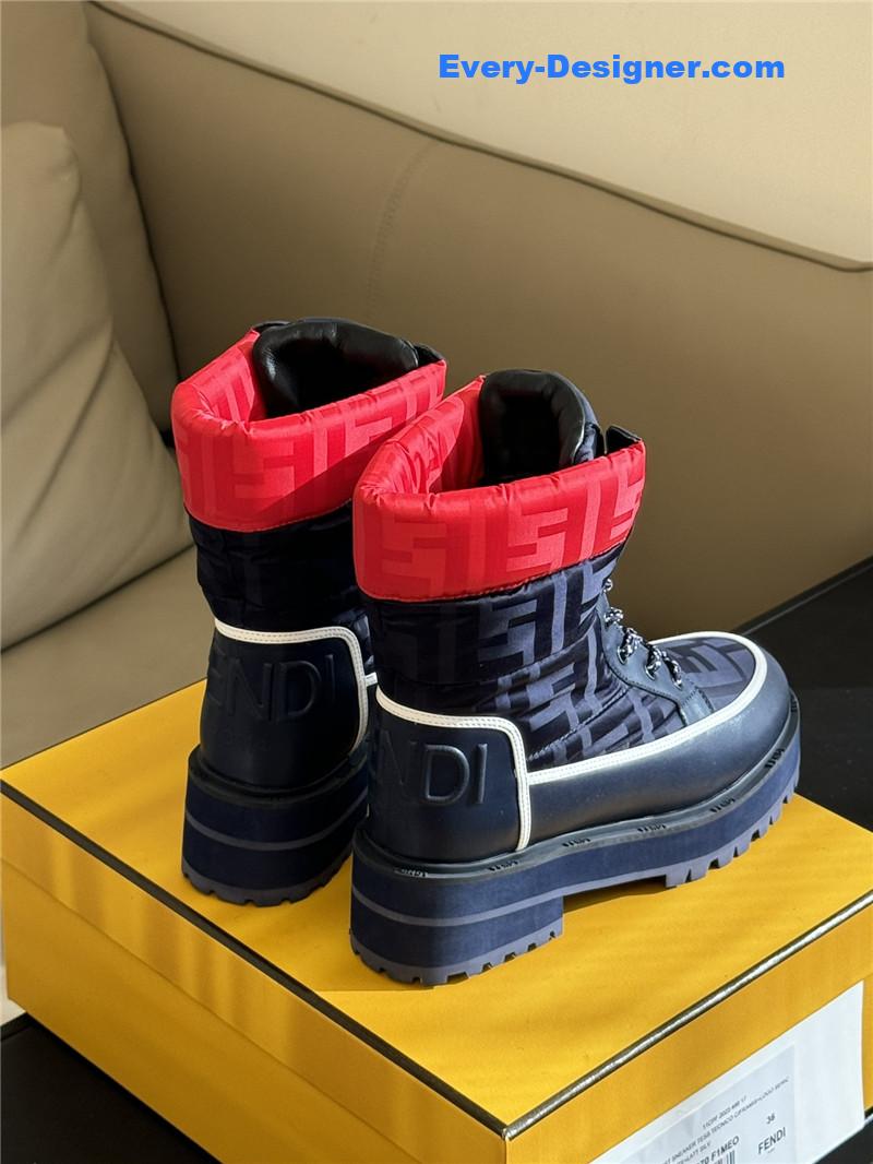 F**di signature red leather biker boots