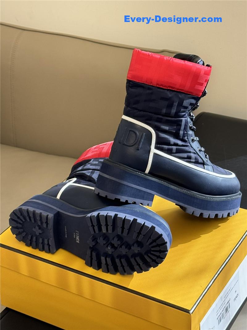 F**di signature red leather biker boots