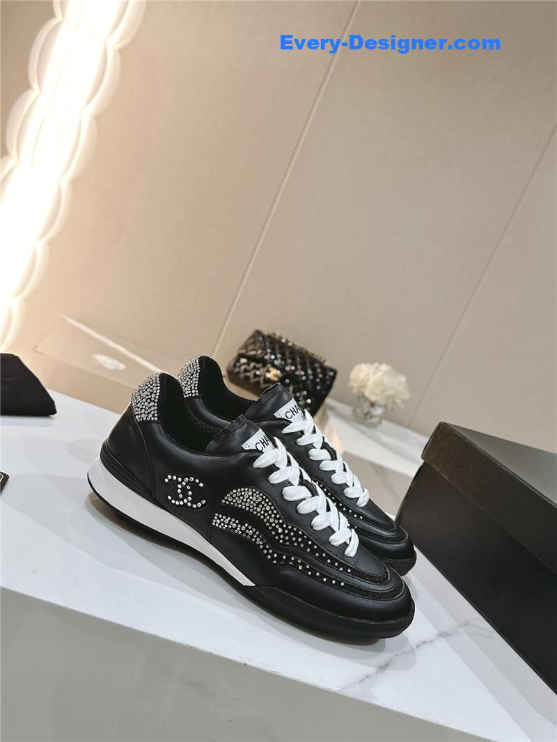 Ch**el new double c rhinestone sneakers baseball shoes