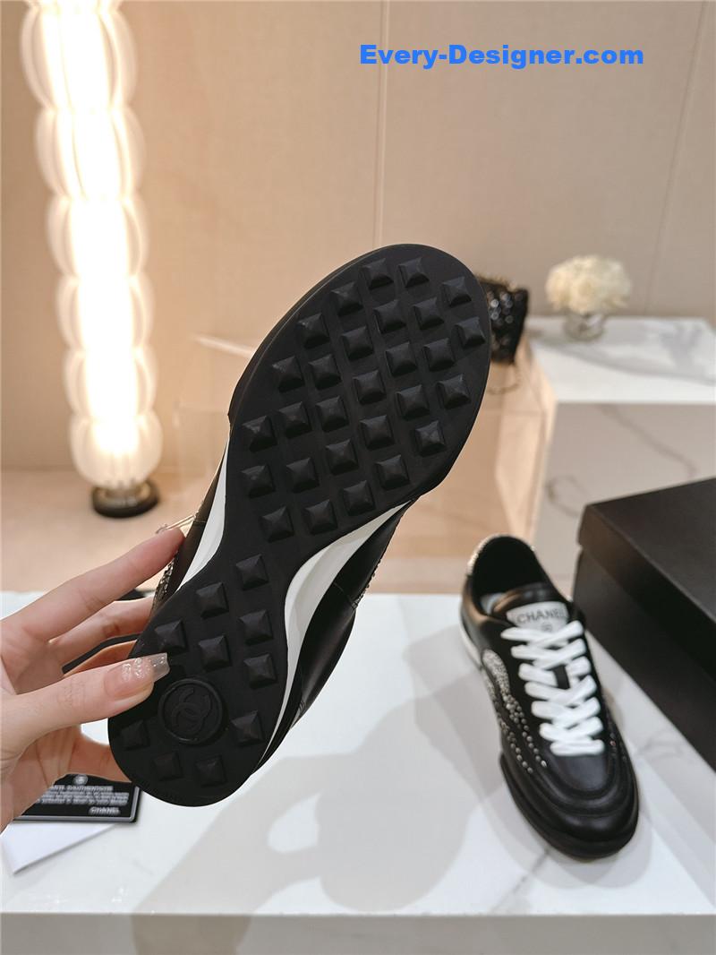 Ch**el new double c rhinestone sneakers baseball shoes