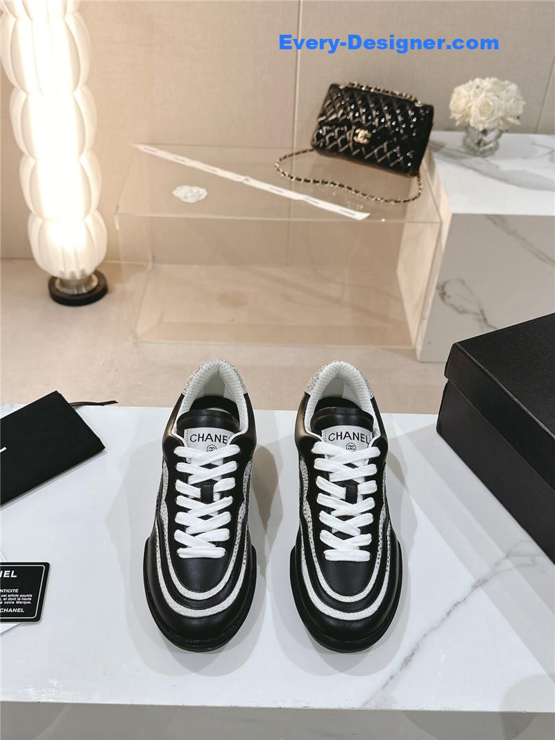 Ch**el new double c rhinestone sneakers baseball shoes