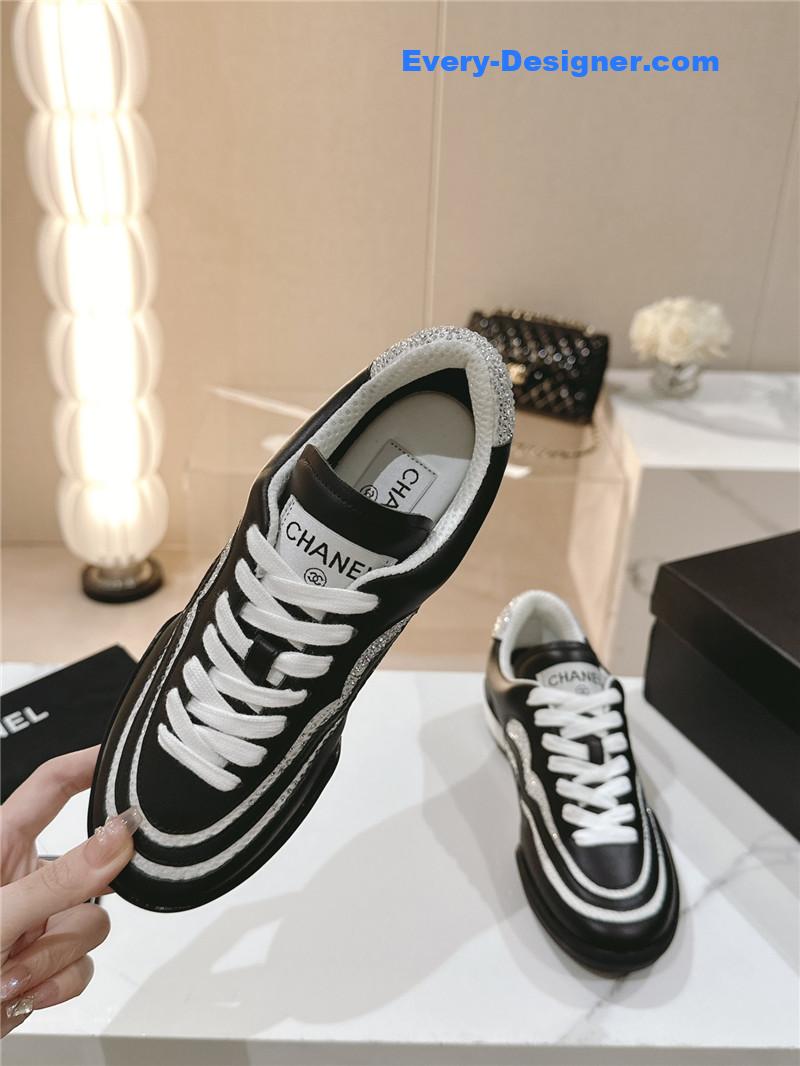 Ch**el new double c rhinestone sneakers baseball shoes