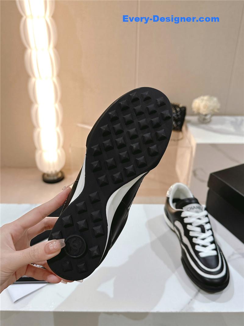 Ch**el new double c rhinestone sneakers baseball shoes