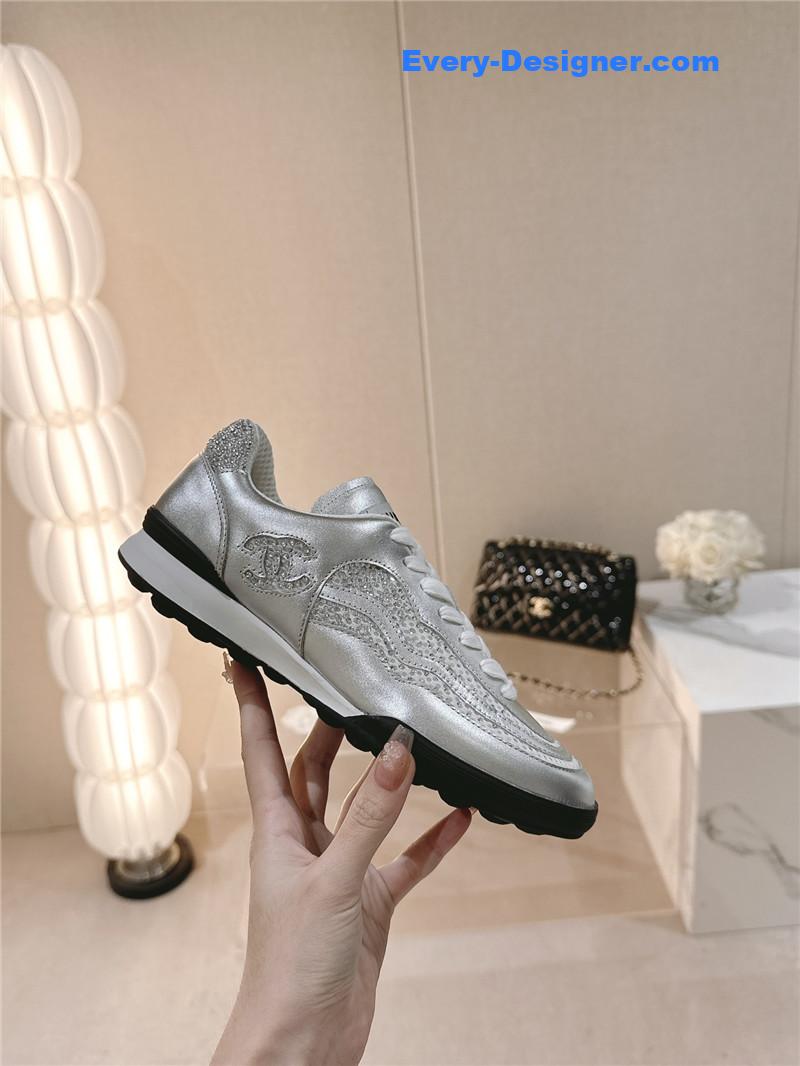 Ch**el new double c rhinestone sneakers baseball shoes