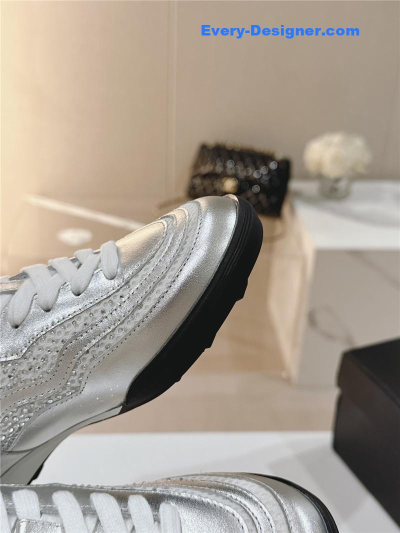 Ch**el new double c rhinestone sneakers baseball shoes