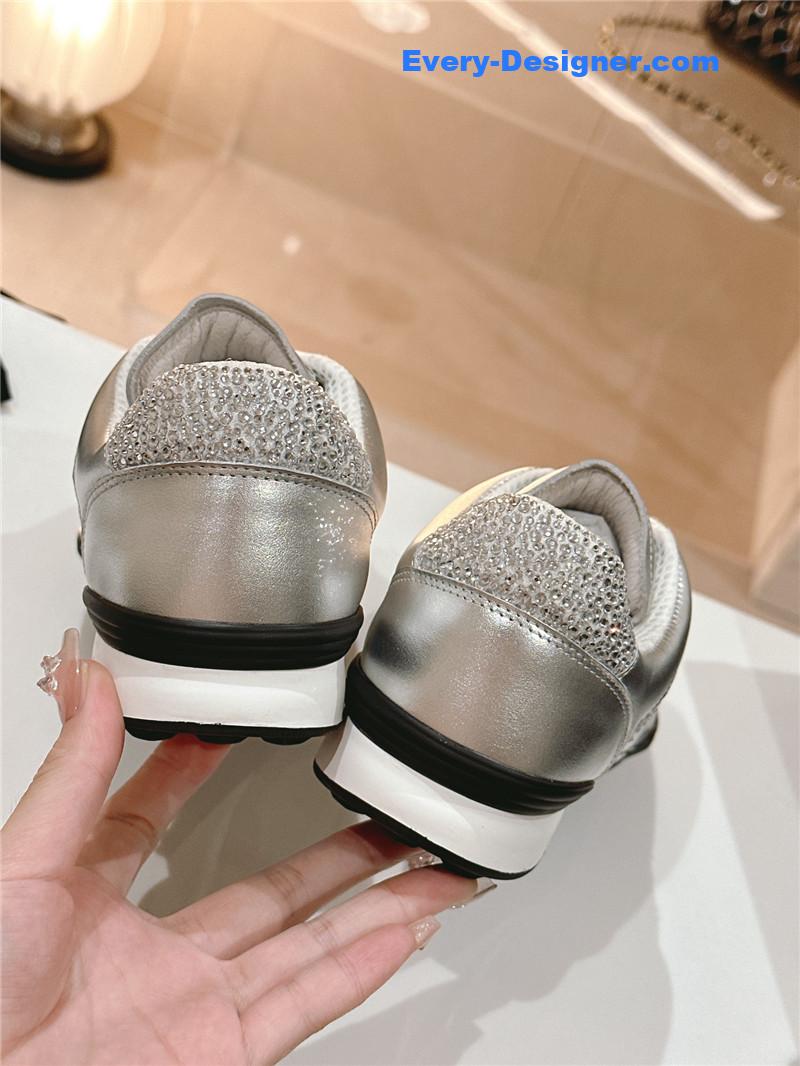 Ch**el new double c rhinestone sneakers baseball shoes