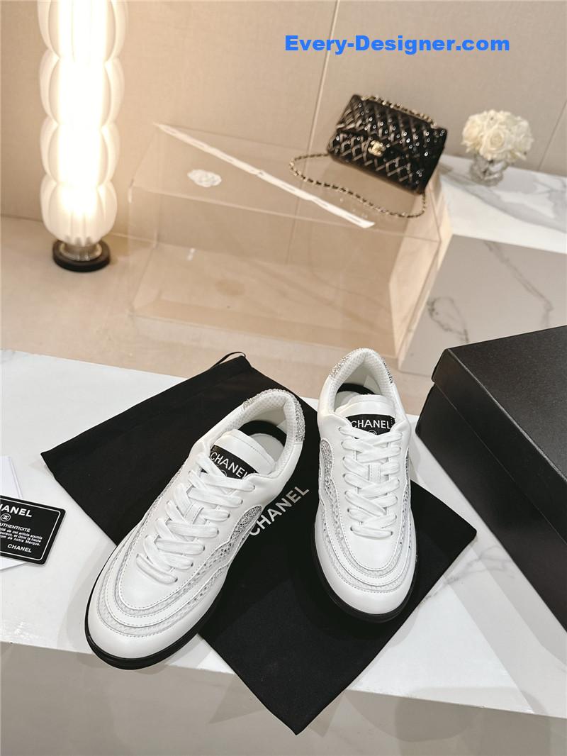 Ch**el new double c rhinestone sneakers baseball shoes