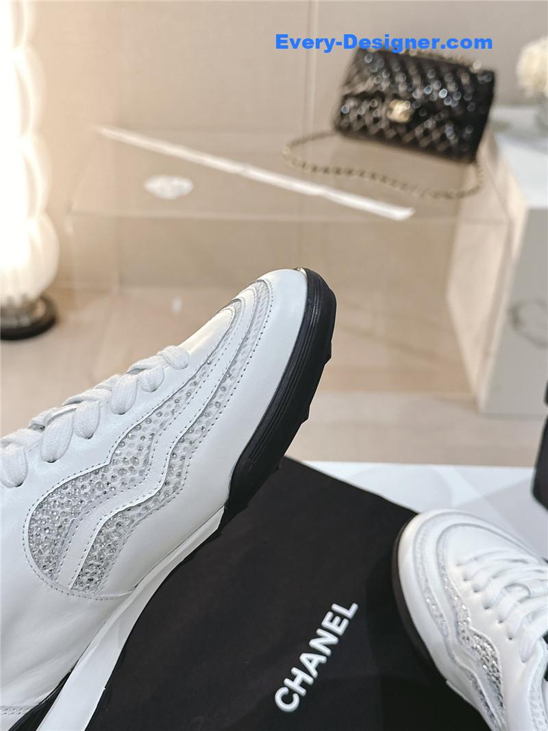 Ch**el new double c rhinestone sneakers baseball shoes