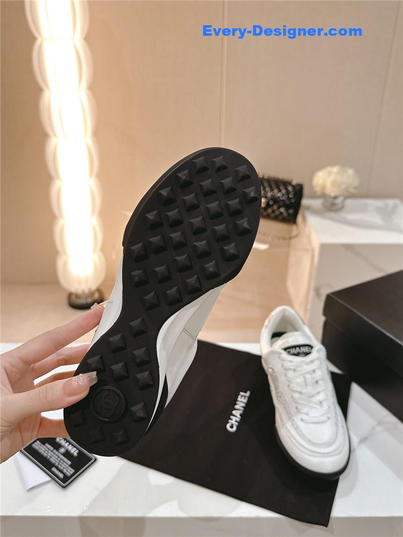Ch**el new double c rhinestone sneakers baseball shoes