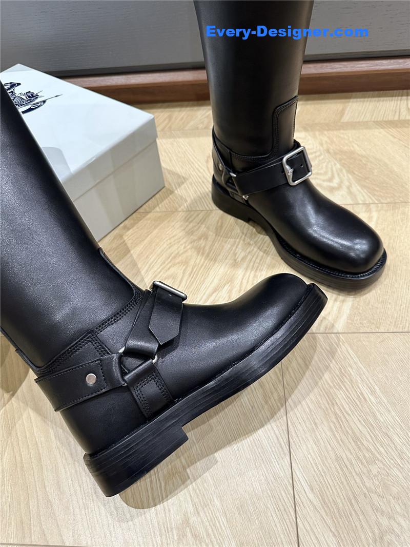 Bv*b*rry saddle leather knee high boots black