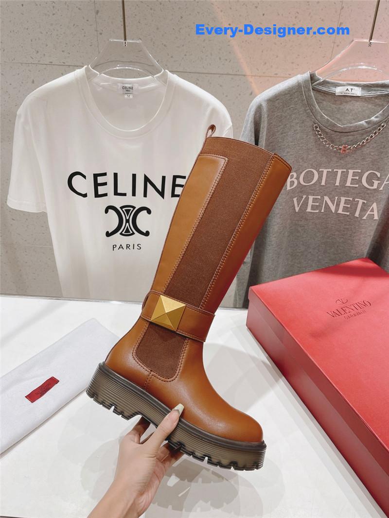 Va1e*ntin0 platform knee high boots in brown