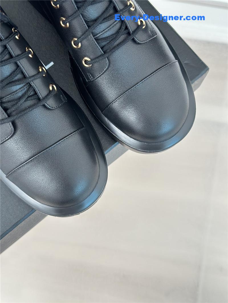 Ch**el lambskin quilted lace-up ankle boots