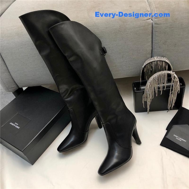 Sa1nt Lau*nt black over-the-knee boots